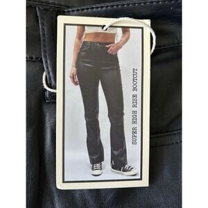 tgla Super High‎ Rise Black Vegan Leather Bootcut Raw Hem Pants New Size 9 | 29"